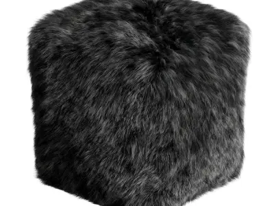 Pouf Black Fur 3D model