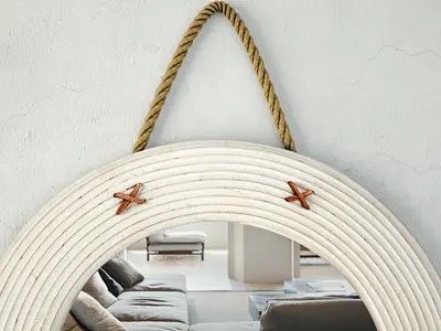 Round Wood And Jute Mirror by ZARA HOME 3D model