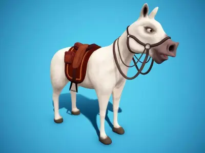 Cartoon horse Low-poly 3D model