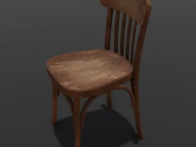 Wooden Chair 3D Model  Low-poly 3D model