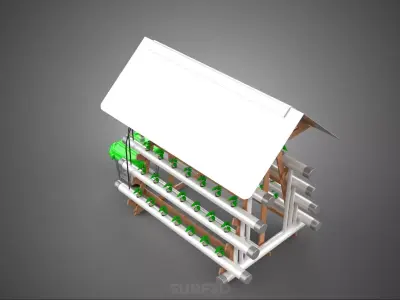 VERTICAL HYDROPONIC SOILLESS POT PLANT GROW WATER TANK RESERVOIR 3D model