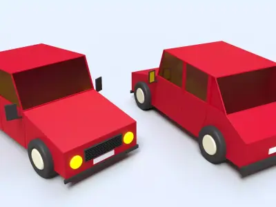 Cartoon Animated Car Low-poly 3D model