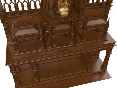 wooden christian altar luxury golden statue of god 3D model