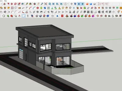 Small Modern House Sketchup Model Lumion Render  3D model