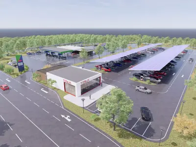 Gas Station and Vehicle Charging Station 3D model