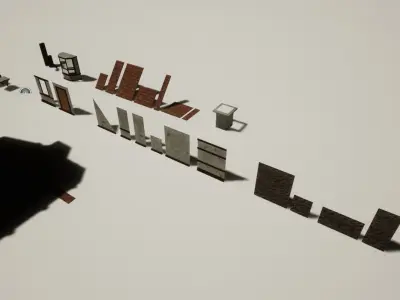 Medieval Building Modular Kit - Low Poly and Game Ready Low-poly 3D model