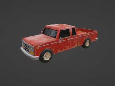 Pickup car PBR texture Low-poly 3D model