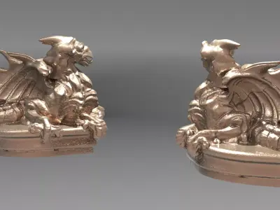 Dragon statue Fantasy 3D model Mirrored 3D model