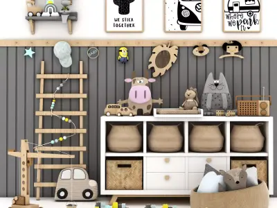 toys and furniture set Low-poly 3D model