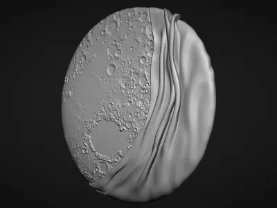 Moon Bas relief wall decor  for cnc carving 3D print model