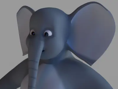 Elephant Cartoon Rigged Low-poly 3D model
