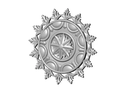 Faceted floral leaf halo rosette carving molding relief onlay 3D print model