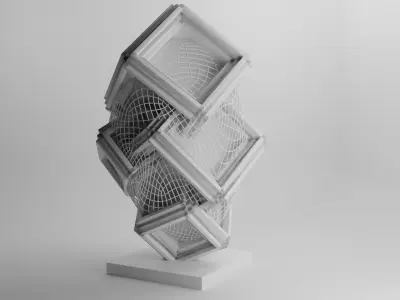 Geo cube Sculpture  Low-poly 3D model