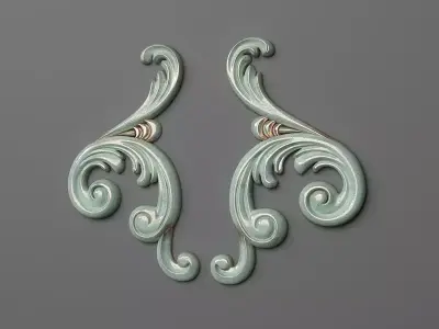 Onlay pair of swirled earrings 3D print model