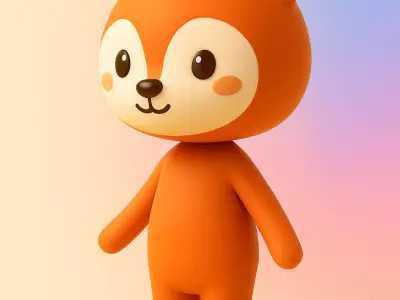Cartoon Fox character 3d  Low-poly 3D model
