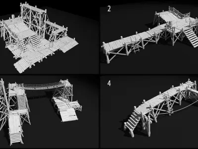 Medieval wooden structures 3D model