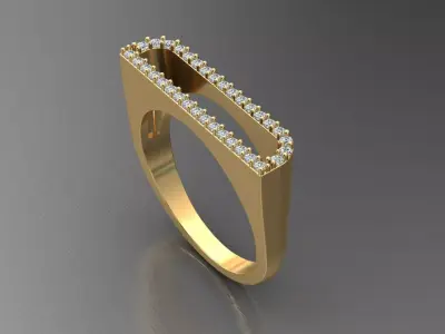 alphabet jewelry ring diamond letter D 3D print model