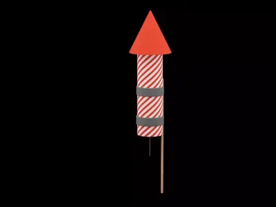 Red Christmas Firework  Low-poly 3D model