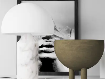 Decorative set candle holder on shelf 3D model