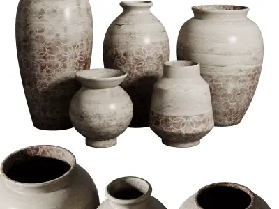 Old vase 3 material marble concrete plaster Low-poly 3D model