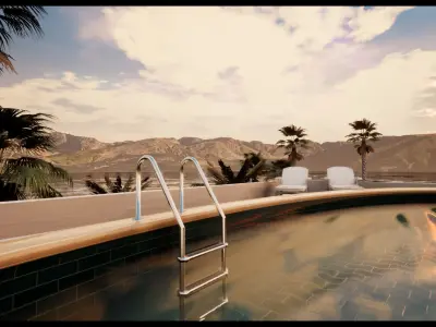 UE4 Luxury Swimming Pools - Accessories - FBX included Low-poly 3D model