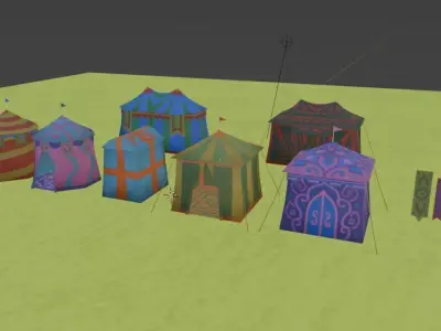 Festival Tent Low-poly 3D model