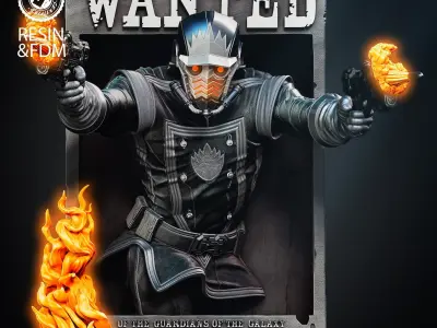 Wicked Marvel Star Lord Bust Poster 3D print model