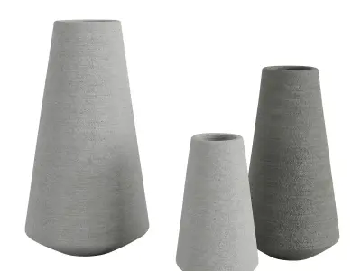 Luna Ribbed Ceramic Vase 3D model