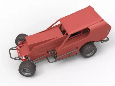 Vintage Dirt Modified stock car V4 while turning Scale 1 to 25 3D print model