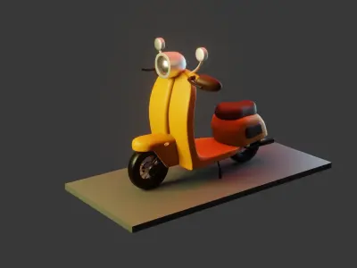 Cartoony Vintage Scooter Low-poly 3D model