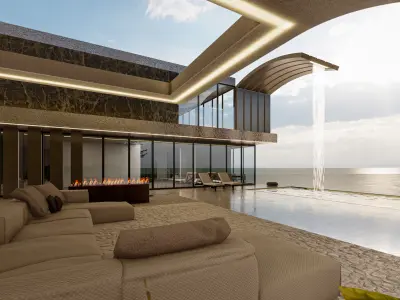 Modern Luxury Cliffside Villa Exterior - Lumion  Scene 3D model