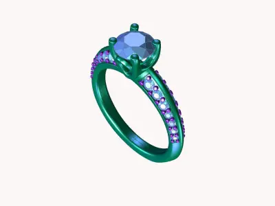 aj-09 solitaire diamond engagement ring gold 3D print model