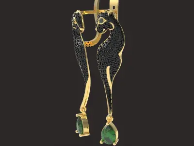 Black panther earrings 3D printble model 3D print model