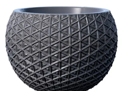 Decorative Floor Relief Flower Vase Urn Pot ArtDeco 3D model