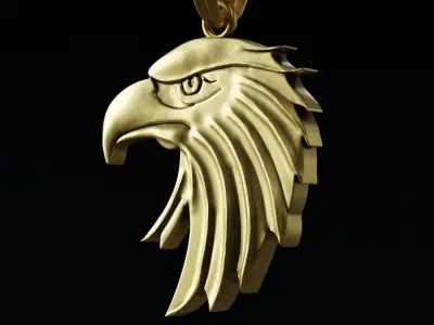 Eagle Stylized Pendant Coin Amulet Necklace 3D print model