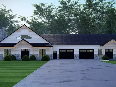 Barndominium Tiny House Exterior Compact Barn Style Modern Home 3D model