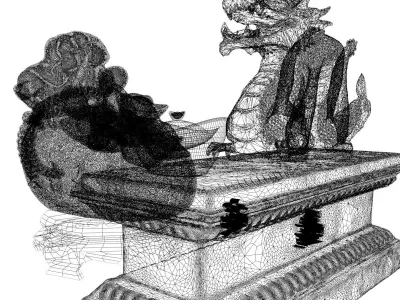 Chinese money bag with yuanbao and dragon 3D model