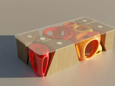 SciFi Cells Coffee Table Low-poly 3D model