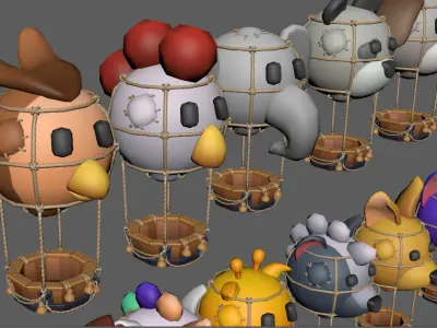 Animal hot air balloon Low-poly 3D model