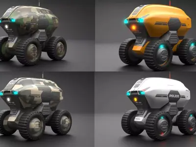 Sci-Fi Droid Robot Vehicle Collection  3D Model Pack