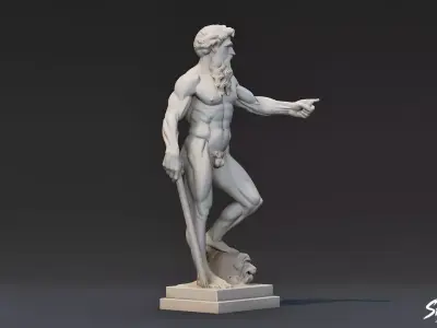 Heracles Statue Low-poly 3D model
