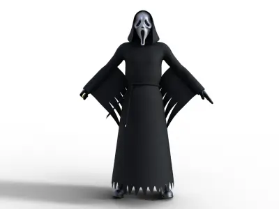 Ghost face Scream Halloween Rigged Animated Low-poly 3D model