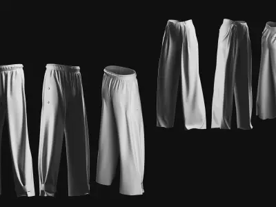 Basemesh Pants Collection 3D model