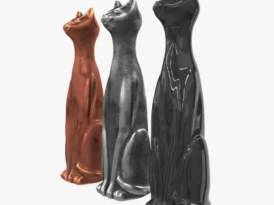 Highest metal figurines of cats Low-poly 3D model