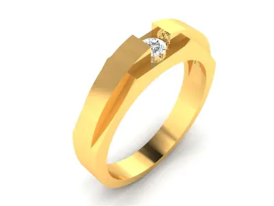 Band 3dm Render Details mens gold ring with diamond 3D print model