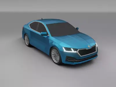 Skoda Octavia 2020 low poly 3D model model Low-poly 3D model