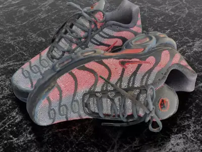 NIKE AIRMAX PLUS BLACK REFLECTIVE 3D SHOES Low-poly 3D model
