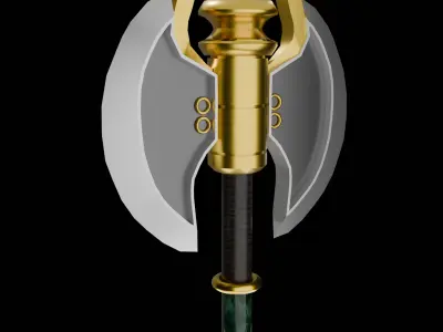 Epic Fantasy Double Headed Battle Axe  PBR Game-Ready 3D Model Low-poly 3D model
