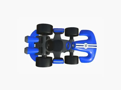 Cartoon Kart D02 Blue - Vehicle Racing Design Low-poly 3D model