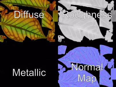 Vibrant Autumn Leaf model pack Low-poly 3D model